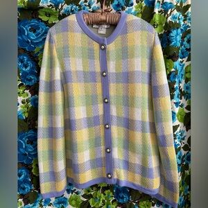 Vintage pastel and plaid cutie cardigan 
Sz 10 
Castlebrook